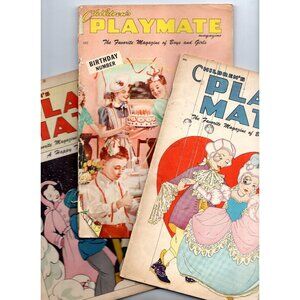 3 Vintage Children's Play Mate Magazines 1951, 1952, & 1953 Stories/Activities